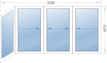 Лоджия Г-образная раздвижная