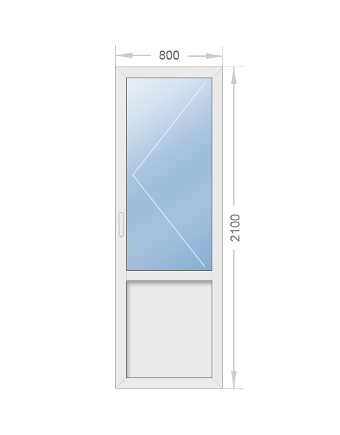 Дверь алюминиевая одностворчатая со стеклом 800x2100 - фото - 1