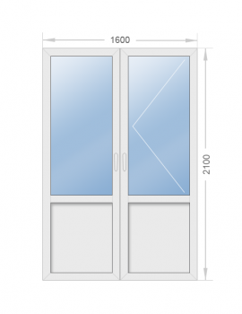 Дверь алюминиевая двухстворчатая штульповая со стеклом 1600х2100 - фото - 1