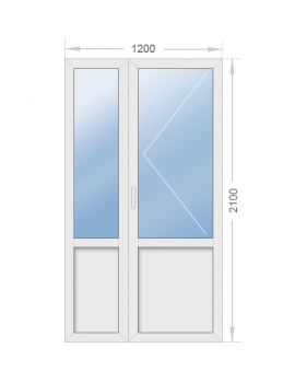 Дверь алюминиевая полуторная штульповая стеклянная 1200х2100 - фото - 1