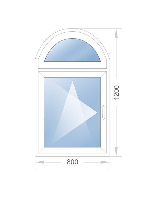 Арочное поворотно-откидное окно 800x1200 - фото - 1