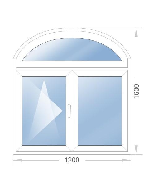 Арочное двустворчатое окно 1200x1600 - фото - 2