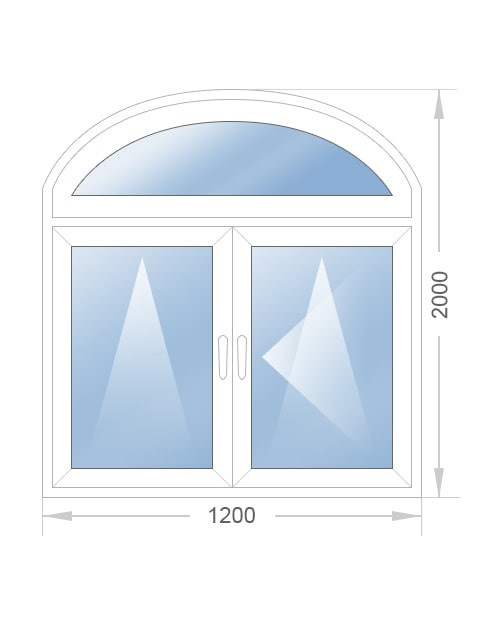 Арочное двустворчатое окно 1200x2000 - фото - 2