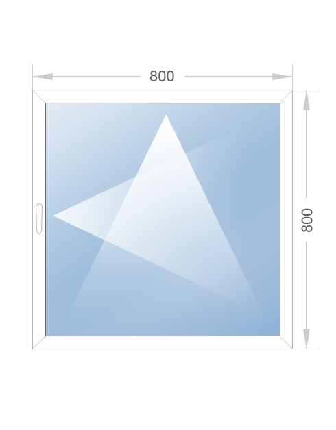 Одностворчатое окно 800x800 - фото - 1