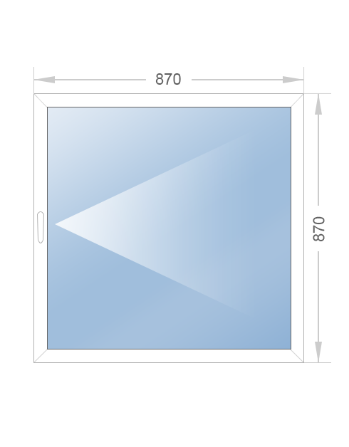 Одностворчатое поворотное окно 870x870 - фото - 1