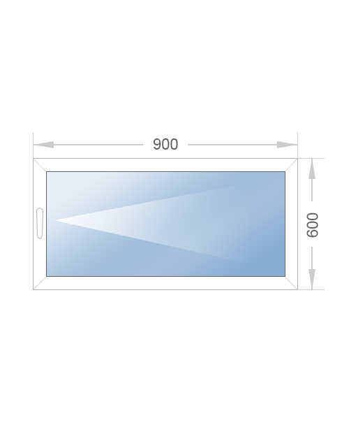 Одностворчатое поворотное окно 900x600 - фото - 1